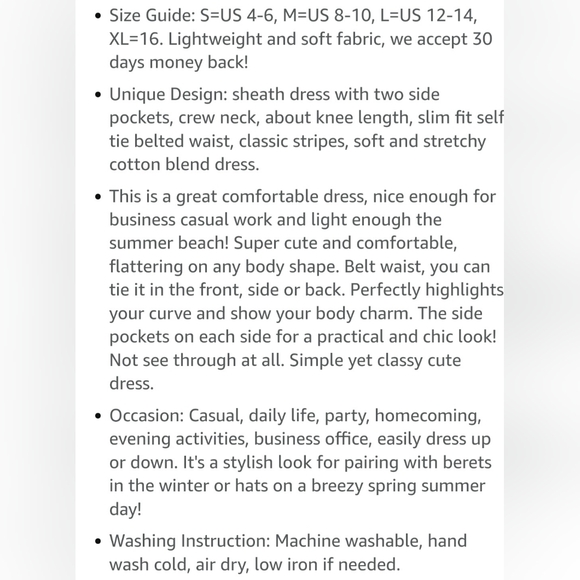 Women's Summer Striped Short Sleeve T Shirt Dress Casual Tie Waist with Pockets - Picture 5 of 5